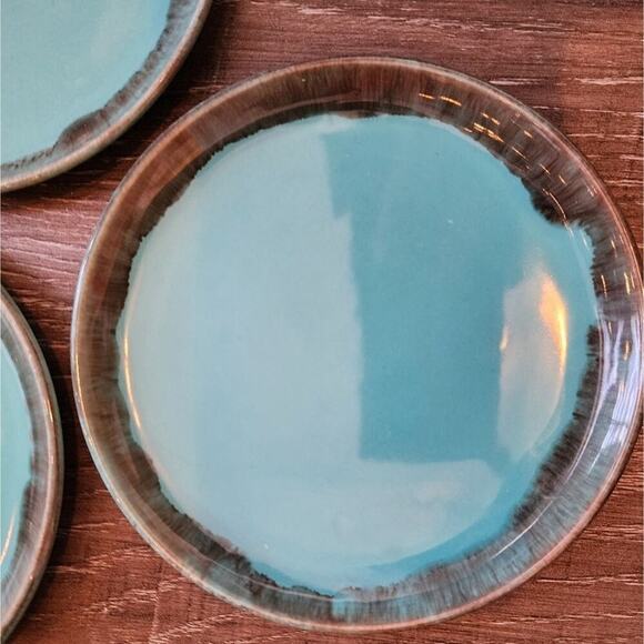 Jaska of California Cascade Ware Blue with Brown Drip Vintage Bread Plate 6 1/8" - Picture 4 of 11